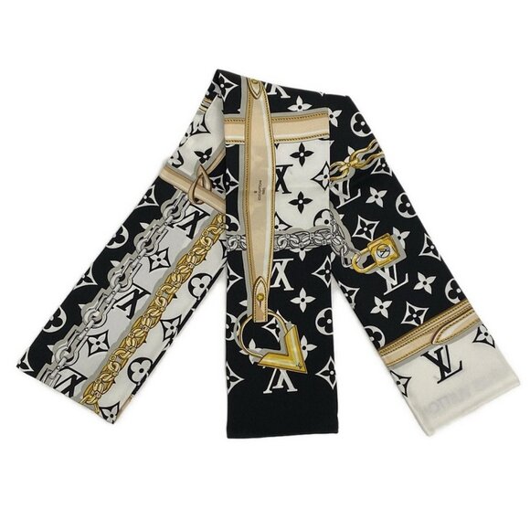 Auth LOUIS VUITTON Bandeau Monogram Confidential M78656 Noir Scarf Silk - Picture 1 of 8